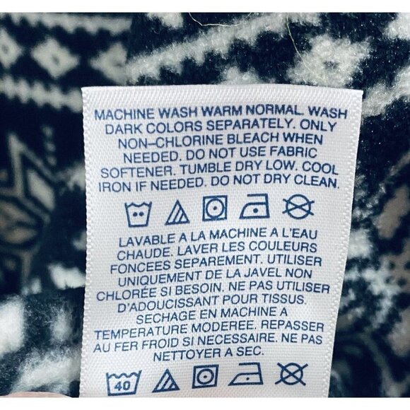 Lands End Jacket Womens Medium Tall Fair Isle Pullover 1/4 Zip Fleece Snowflake - Picture 6 of 6